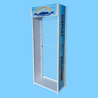 versatile no bolt folding steel grid net floor standing metal display rack with sign