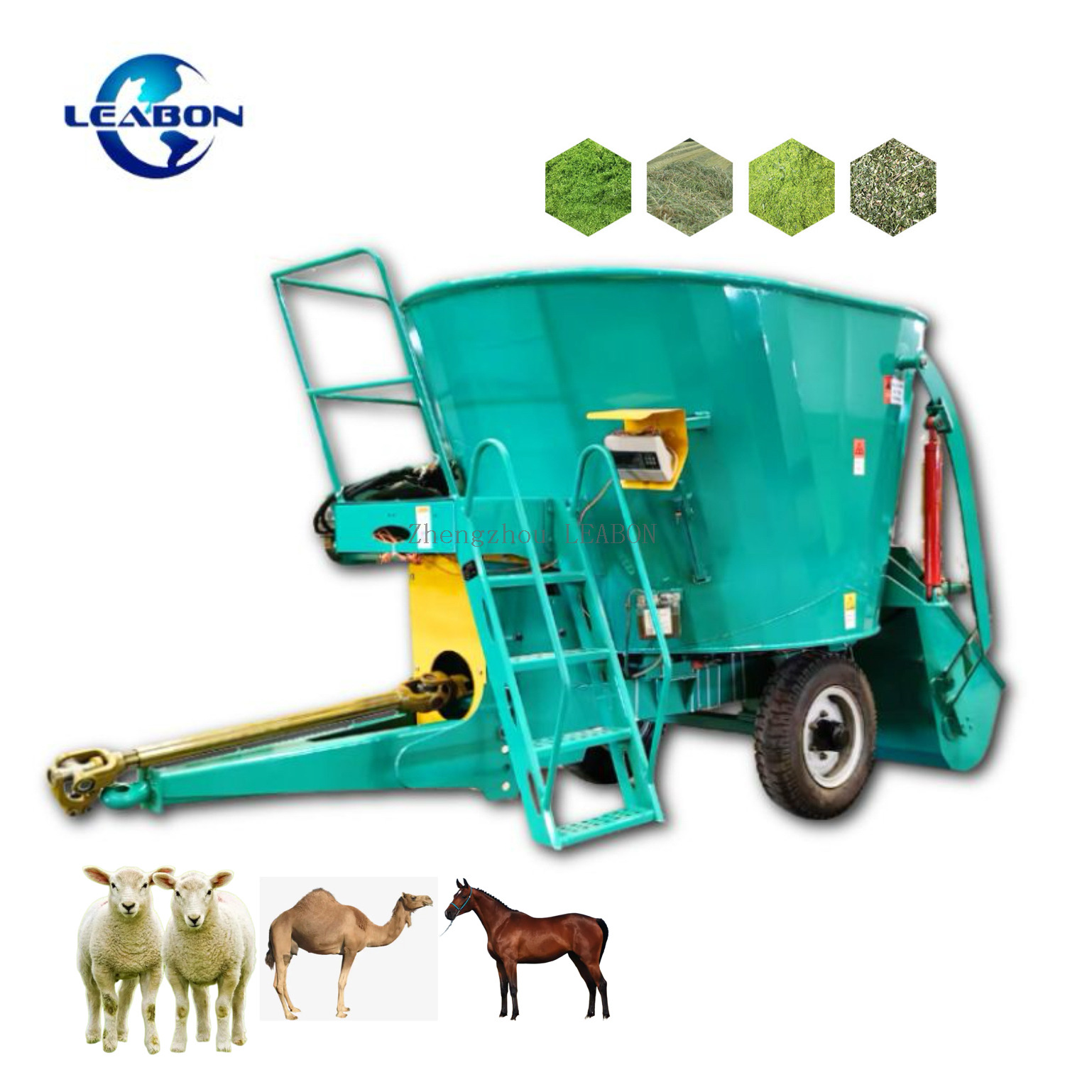3CBM 5CBM 10CBM 12CBM PTO Type Vertical TMR Feed Mixer with Feeding Hopper for Cow Camel Silage Feed