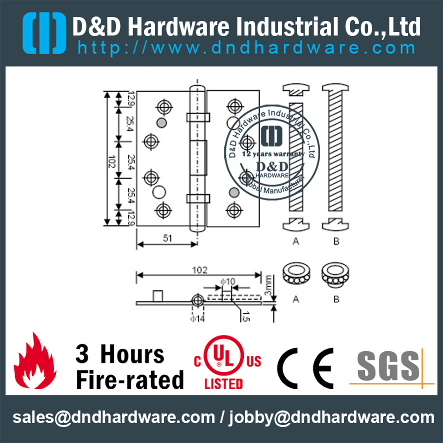 SUS304 双防盗轴承合页 - DDSS014