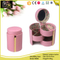 Pink White Round Tube Mirror Metal Frame 3 Ply Jewelry Box
