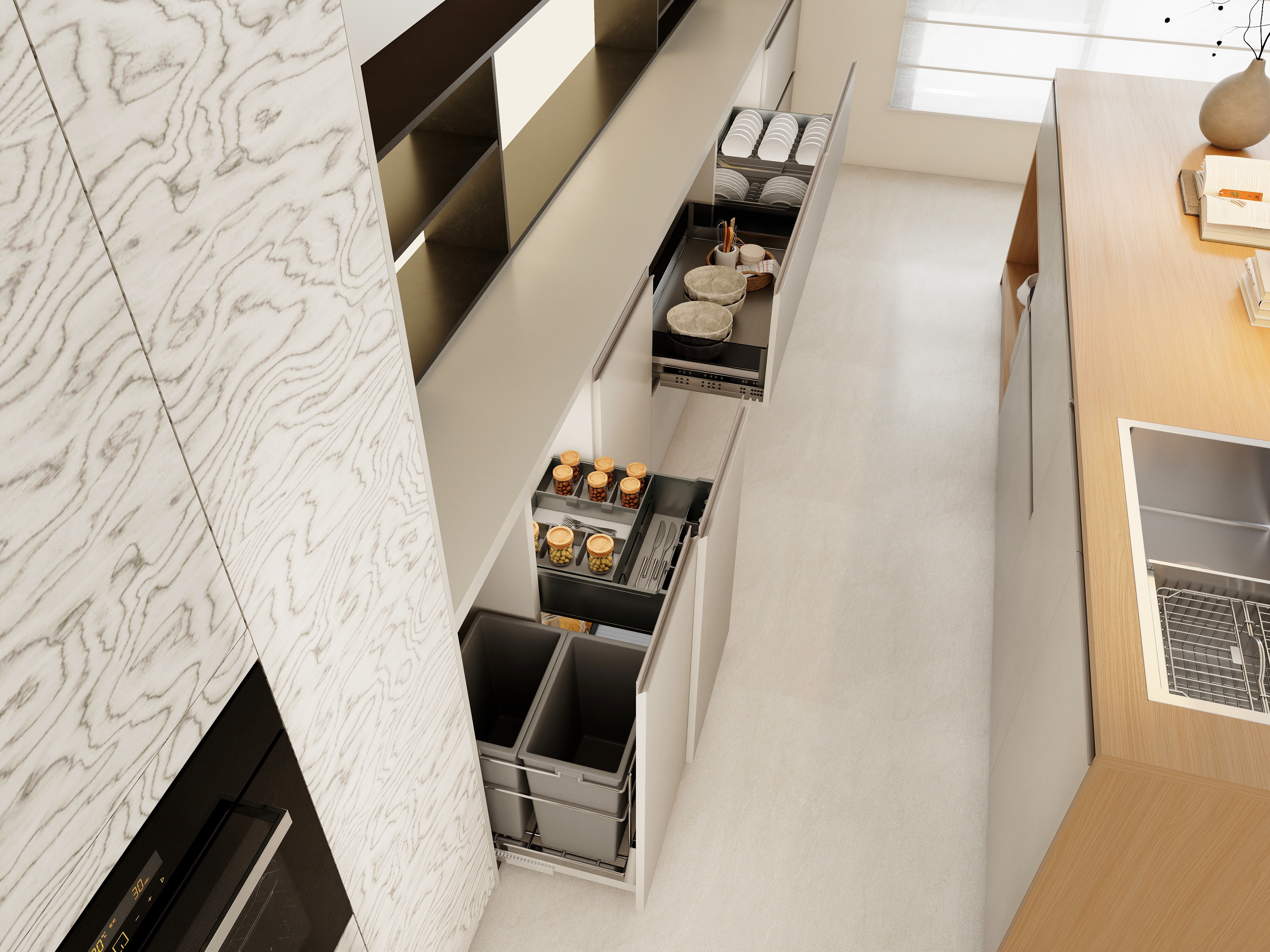 Modern Minimalist Solid Color Kitchen Cabinet for Contemporary Home