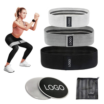 Anti Slip Fabric Resistance Bands Set, Women Hip Exercise Workout Booty Bands with Core Sliders