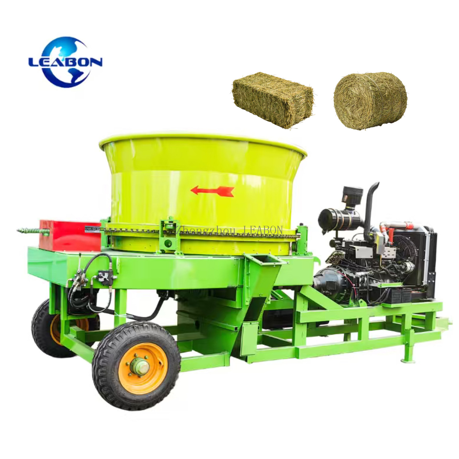 Spray-type Discharging Diesel Type Straw Bale Crusher Alfalfa Grass Shredder