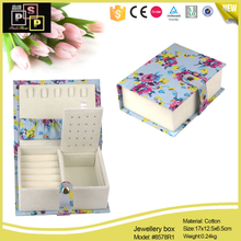 Printing Cotton Cover Book Shape Jewelry Box For Ring,Earring,Necklace