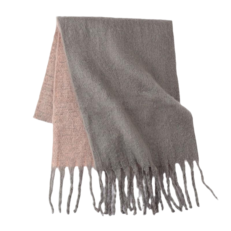 Soft Fuzzy Gradient Red Fringed Scarf - Warm Winter Scarf for Women & Men
