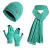 Winter Knit Hat Scarf Gloves Set - Cable Knit Thermal Beanie, Scarf & Touchscreen Gloves for Cold Weather