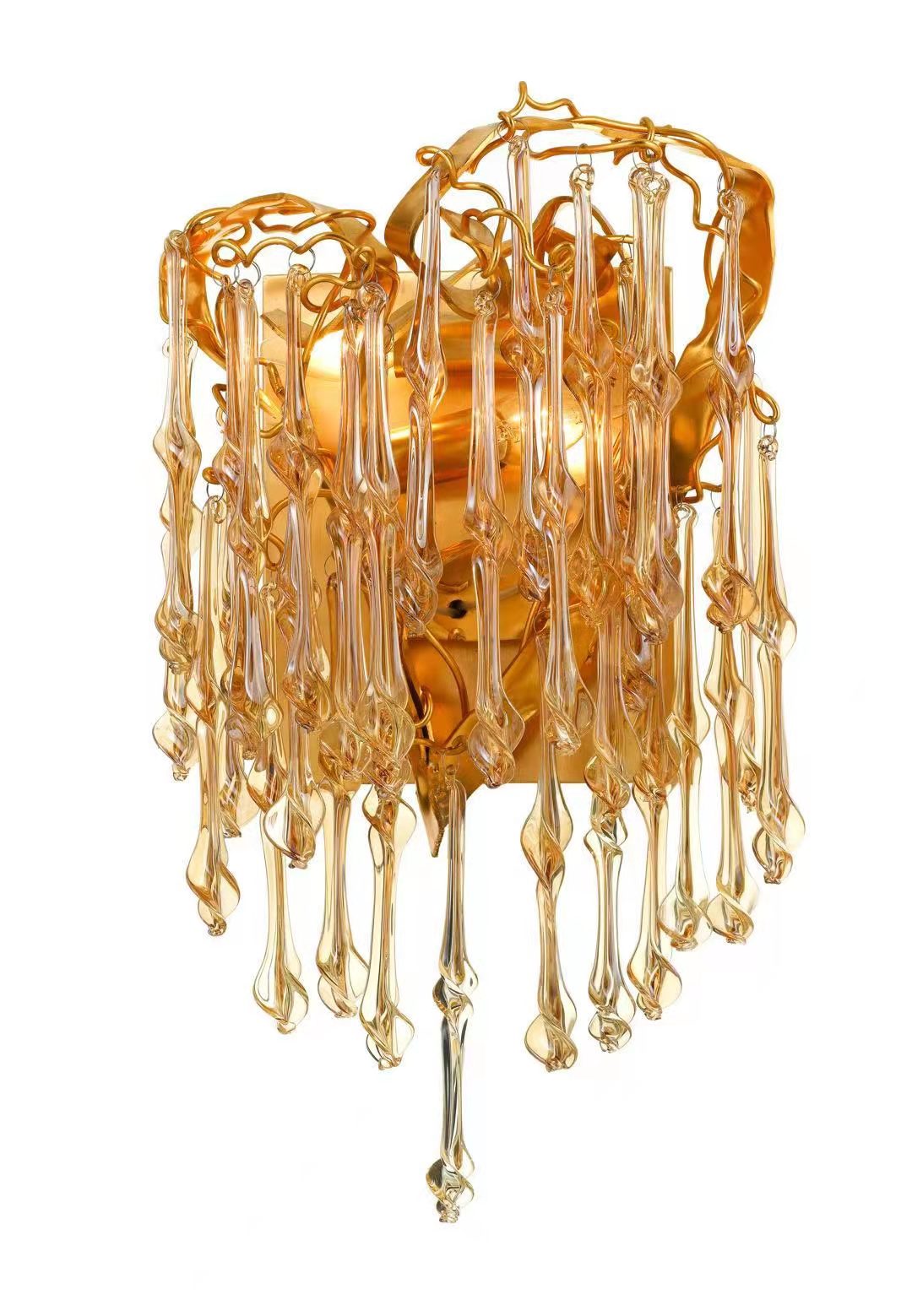 Роскошный золотой яркий стеклянный настенный светильник в прихожей отеля (KA315-2W)