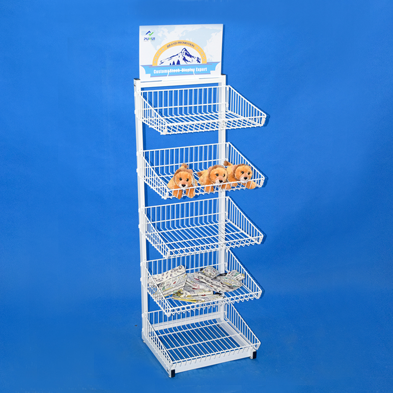 Retail Store Merchandise Exposition Storage Basket Stand Display(PHY530)