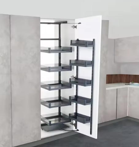 Space Saving Pantry Unit Basket Multi Tier Pull out Storage Rack