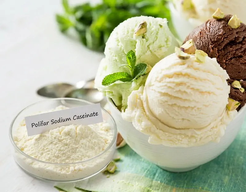 Uso del caseinato de sodio en helados