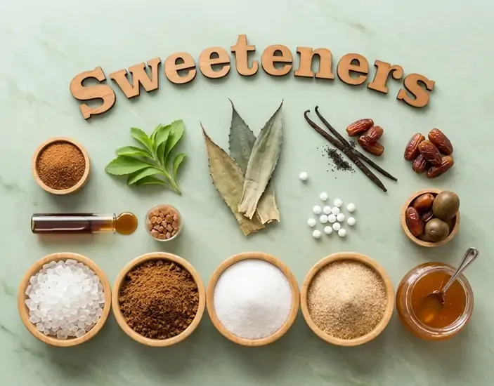 ¿Cuáles son algunos edulcorantes alimentarios comunes?
