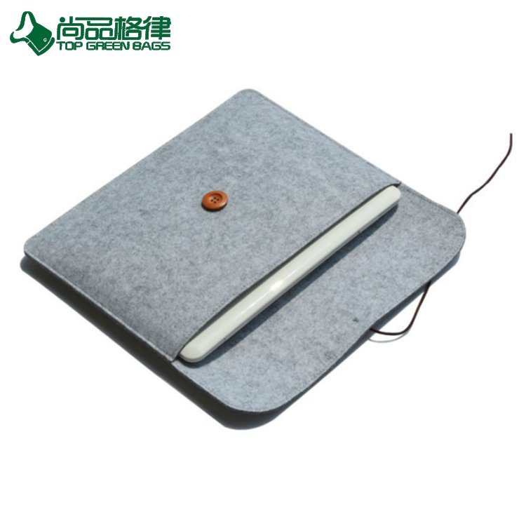 Customized Felt Unisex Notebook Laptop Bag Sleeve Case with Button (TP-DOB024)