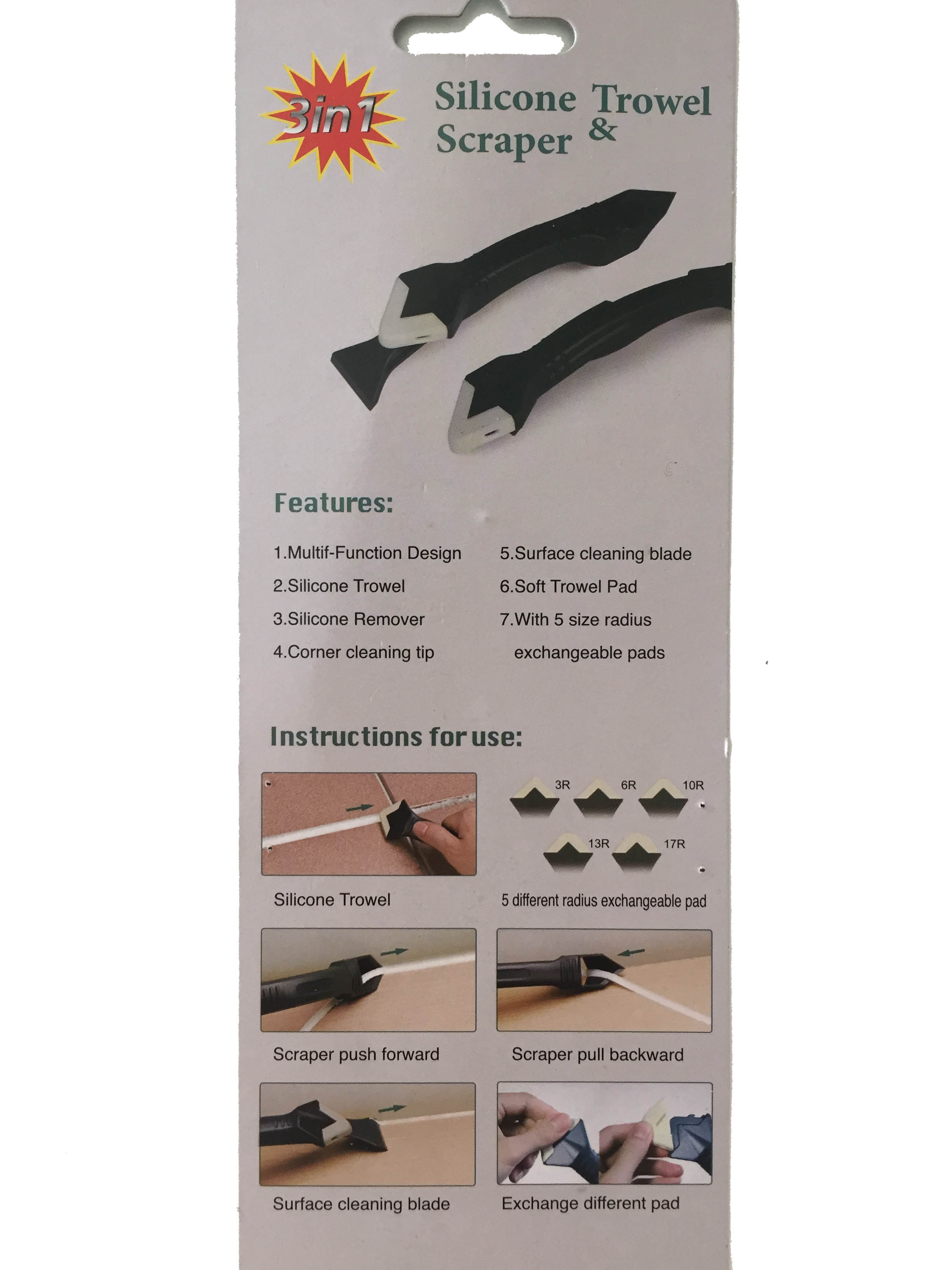 3 en 1 uso de múltiples funciones del raspador de Trowel&amp;Silicone del silicón (BC-P057)