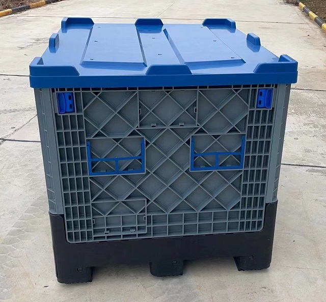 Caja de paletas de plástico resistente plegable con tapa
