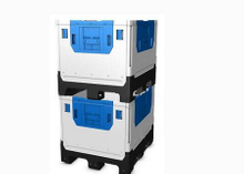 Contenedor de paletas de plástico plegable, apilable y sólido para almacenamiento