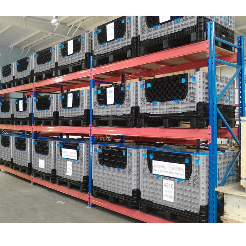 caja de paletas de plástico plegable en bastidores
