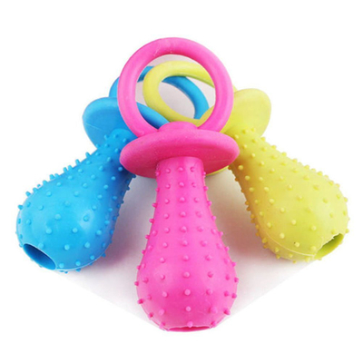Indestructible Colorful Rubber Bite Squeaker Dog Teething Chew Toy