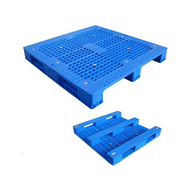Plataforma de plástico azul de cubierta abierta de HDPE de tres corredores 1300*1100