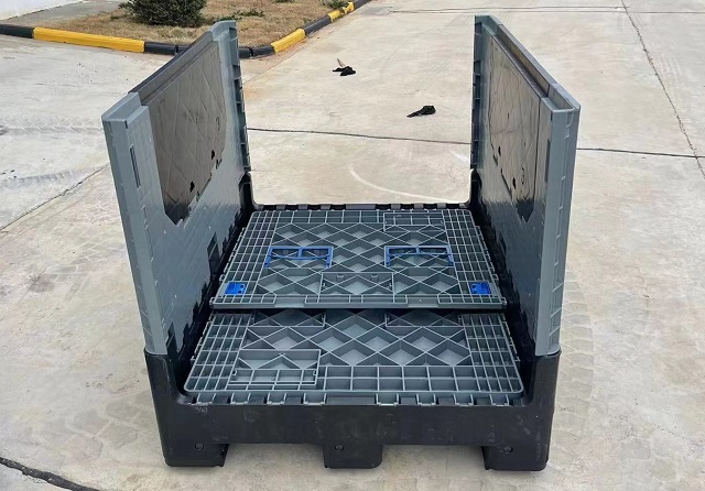 Contenedor de paleta plegable de plástico reutilizable con tapa