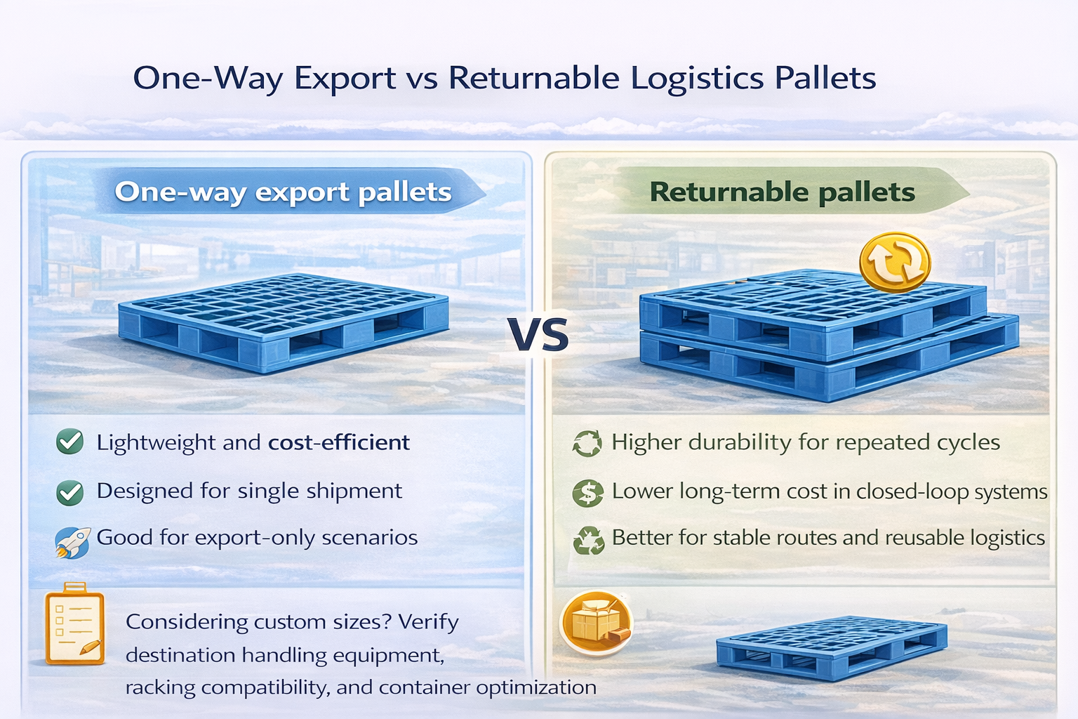Exportaci&oacute;n unidireccional versus paletas log&iacute;sticas retornables