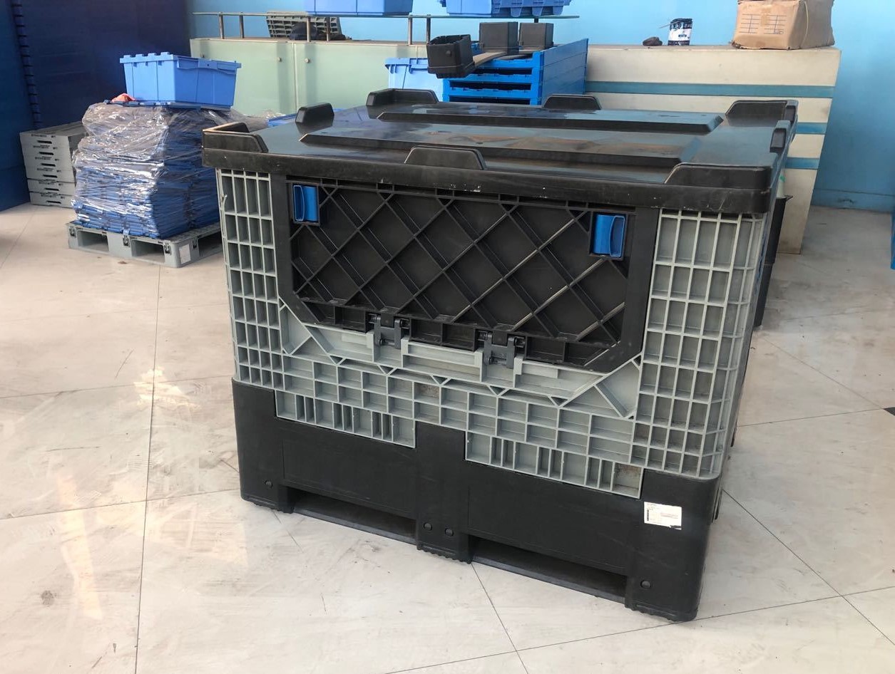 Caja de paletas plegable de plástico reutilizable con tapa