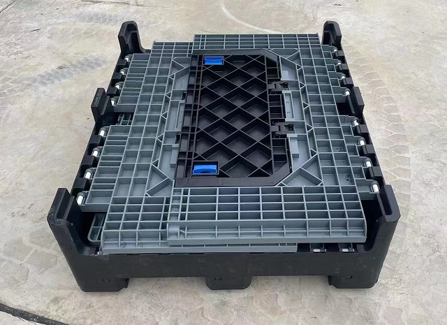 Caja de paletas de plástico resistente plegable con tapa