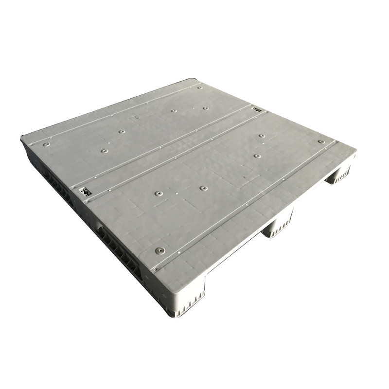 Tarimas apilables de plástico con tapa sólida RFID gris de 1200 x 1200