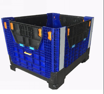 Reinforced Collapsible Stackable Plastic Pallet Box with Lid