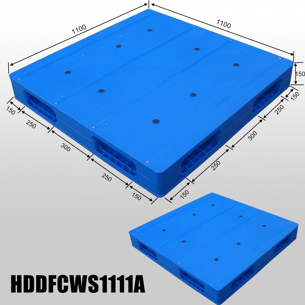 Plataformas apilables de plástico reversibles azules de 1100 x 1100 para almacén