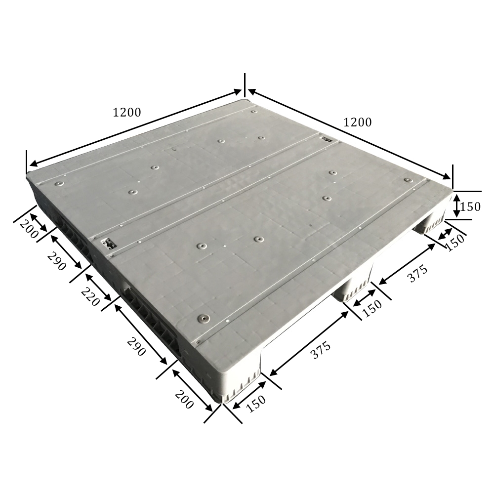 Tarimas apilables de plástico con tapa sólida RFID gris de 1200 x 1200