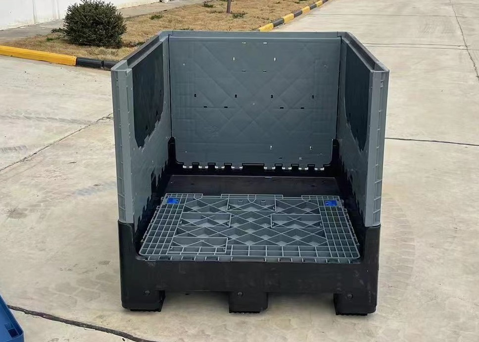Caja de paletas de plástico resistente plegable con tapa
