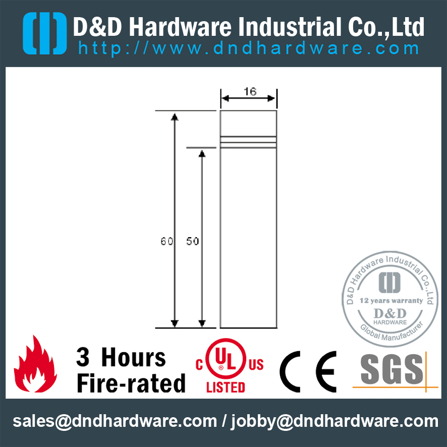 Rolha de porta retangular de aço inoxidável para porta interior de Metal-DDDS085
