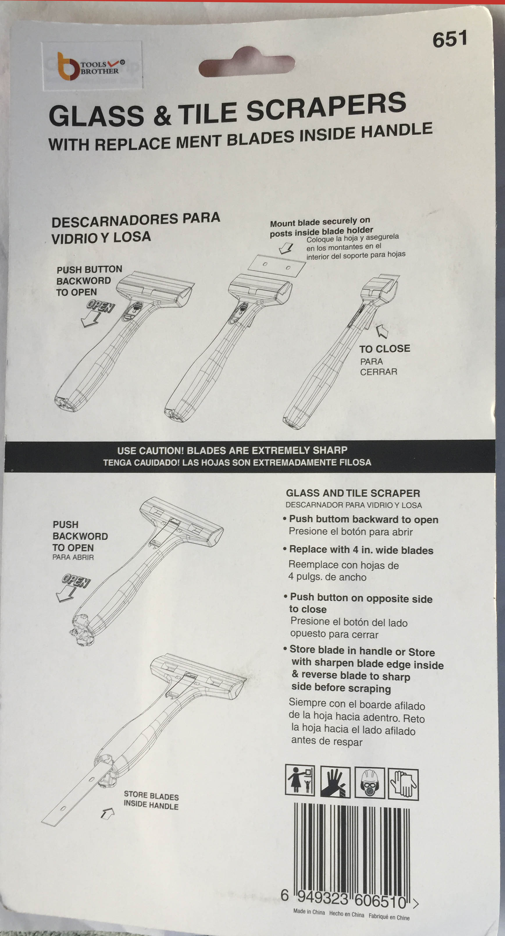 Removedor de pintura del raspador del vidrio y del azulejo con 2blades (BC-P651)