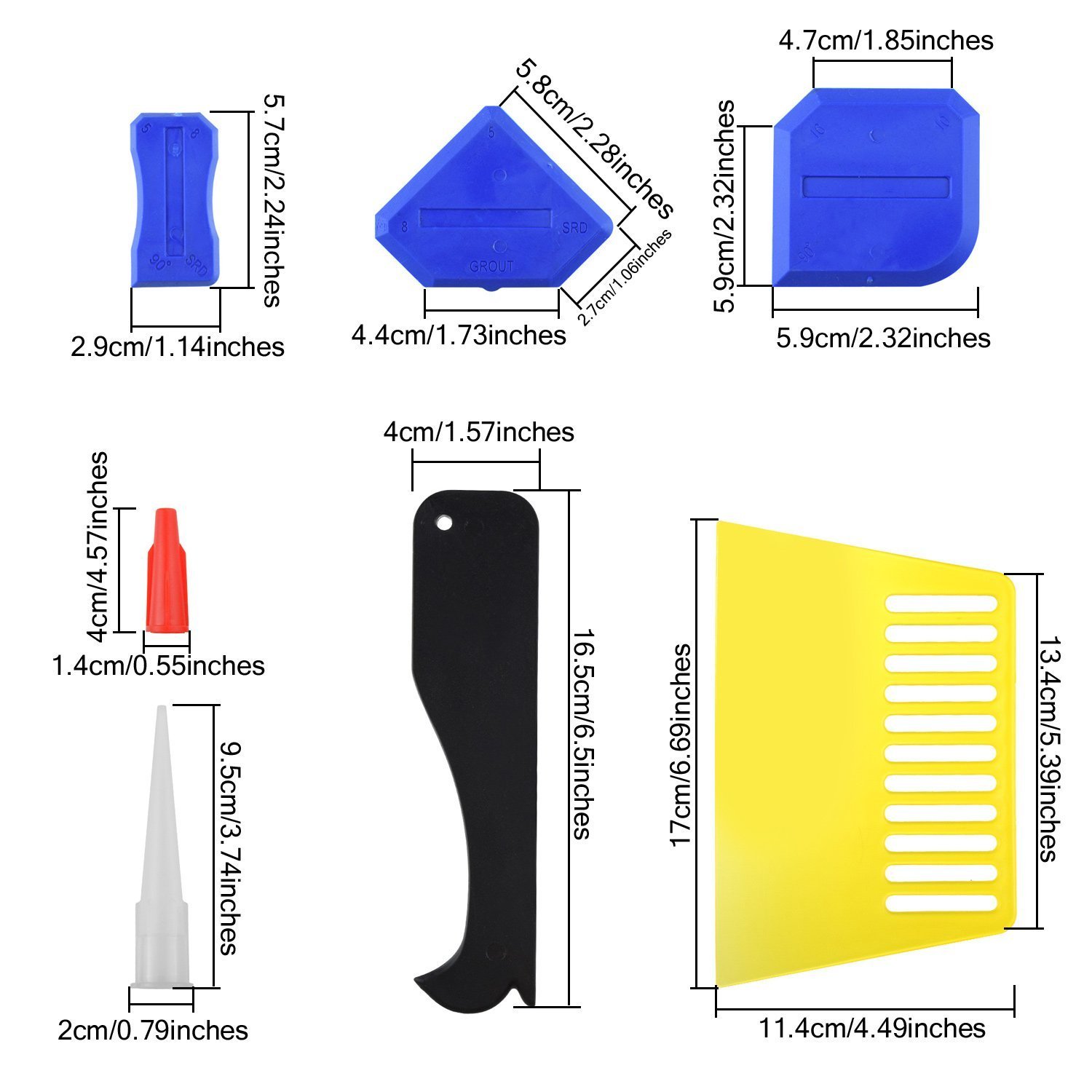 15 Pieces Caulk Finishing Tool Kit, Caulk Caps Sealant Finishing Tool for Bathroom Kitchen and Floor Sealing (Blue,Black,White,Red)