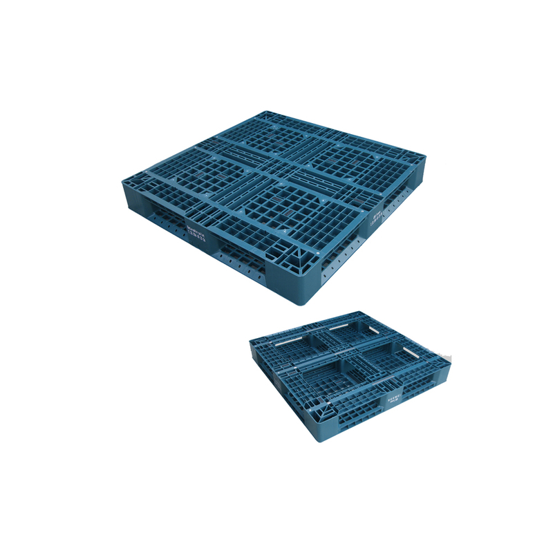 Palet de plástico resistente de perímetro completo de 6 corredores azul 