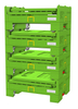 Caja de paletas plegable de plástico de rejilla con ruedas