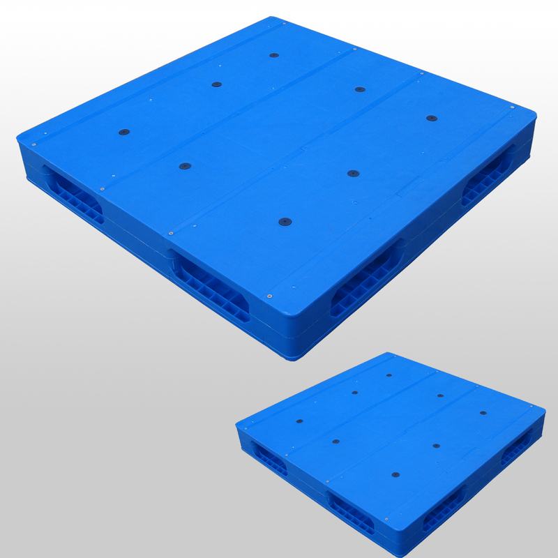 Plataformas apilables de plástico reversibles azules de 1100 x 1100 para almacén