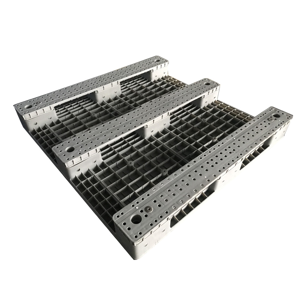 Tarimas apilables de plástico con tapa sólida RFID gris de 1200 x 1200