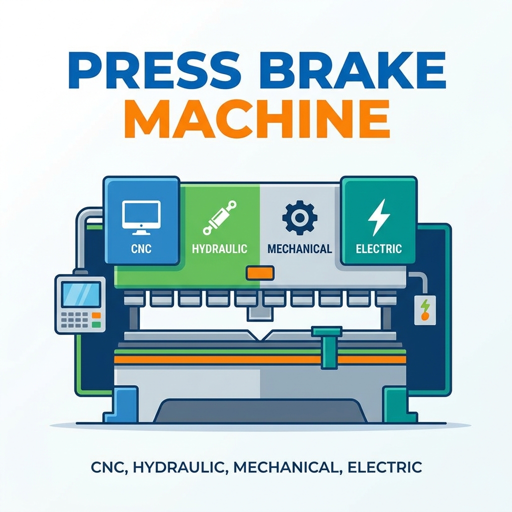أنواع آلات مكابح الضغط: CNC، الهيدروليكية، الميكانيكية والكهربائية
