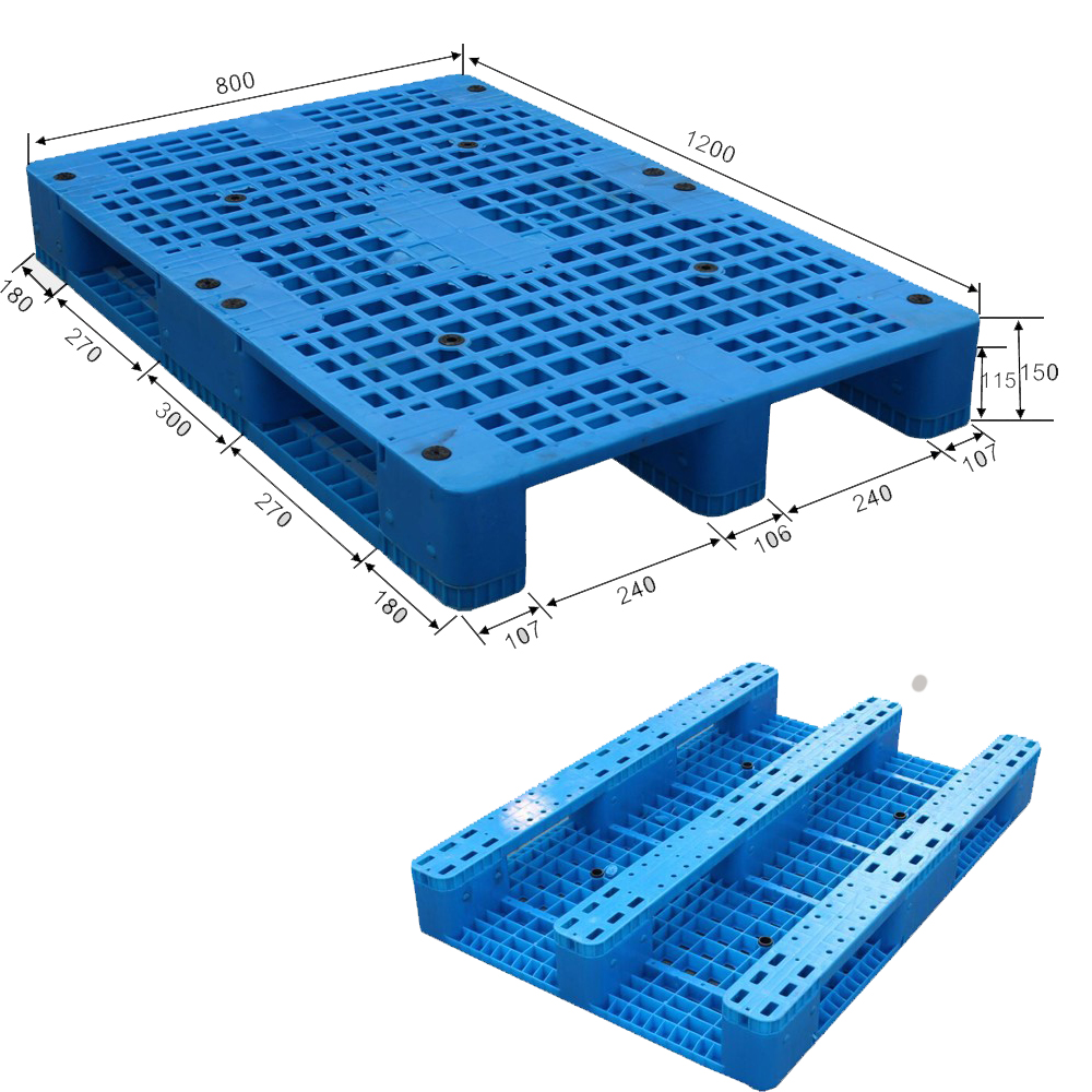 1200*800 три бегунка Hdpe синий пластиковый поддон