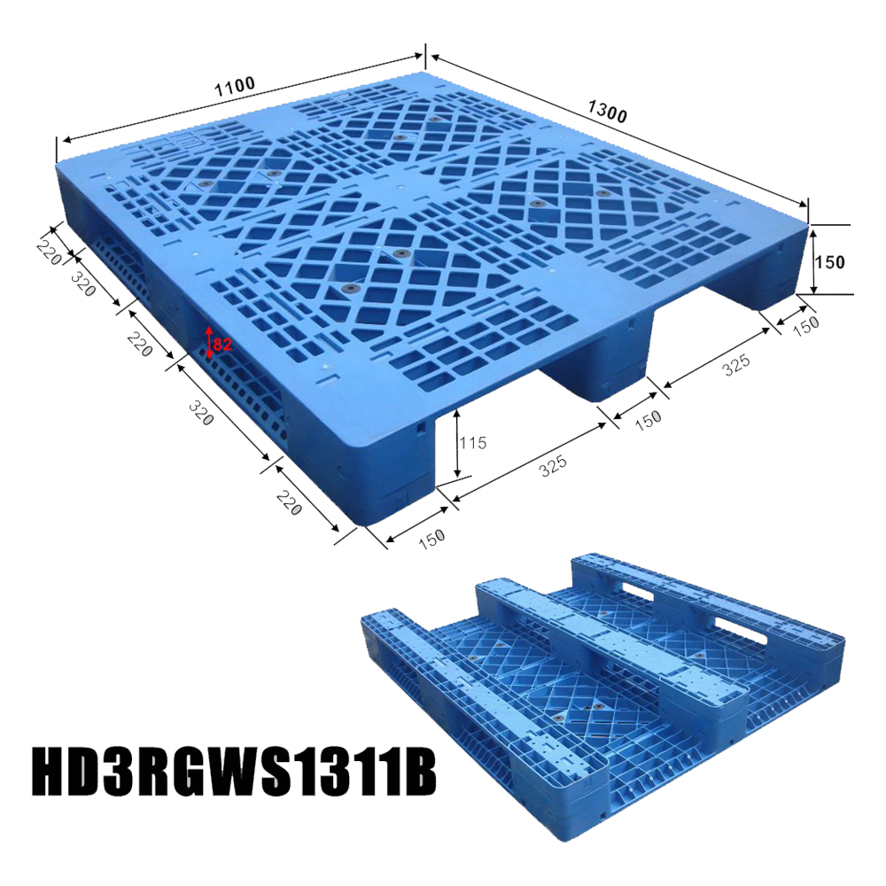 Plataforma plástica de cubierta abierta de una cara con tres corredores 1300*1300 