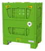 Caja de paletas plegable de plástico de rejilla con ruedas