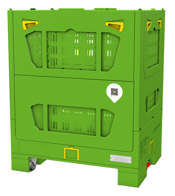Caja de paletas plegable de plástico de rejilla con ruedas
