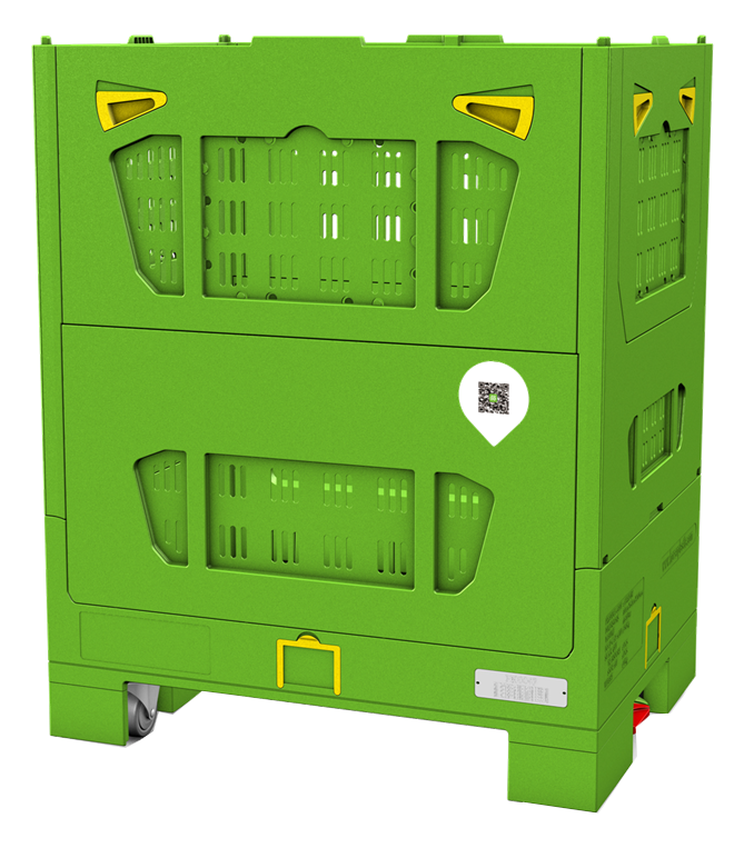 Caja de paletas plegable de plástico de rejilla con ruedas