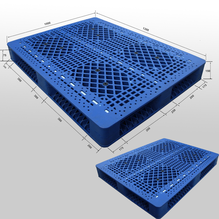 Palé de plástico apilable de doble cara L1300 * W1000 * H150