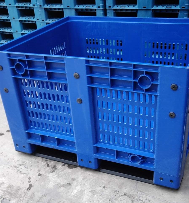 Contenedores a granel de paletas de plástico de almacenamiento ventilado apilables grandes