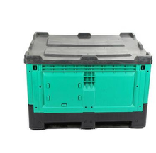 Contenedor de paletas de plástico plegable, apilable e higiénico con tapa