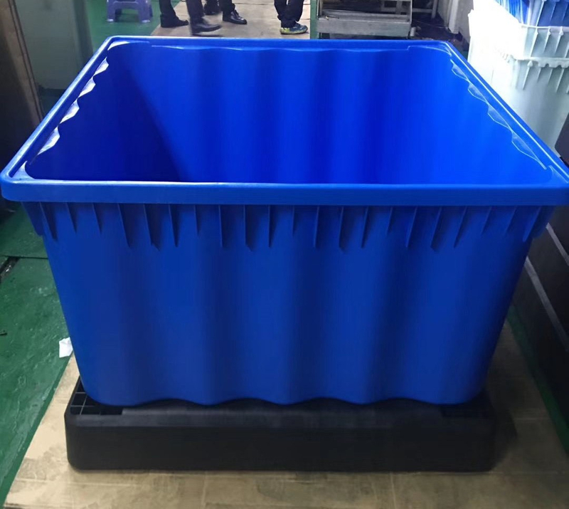 Envase a granel de plataforma de plástico encajable, apilable y apilable con autobloqueo higiénico
