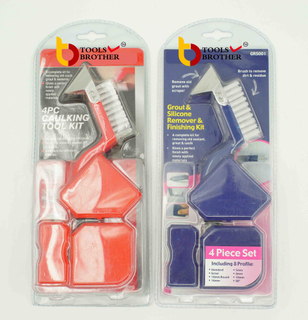 New 4pc Caulking Tool Set Grout & Corner Clean & Finishing Kit Brush Scraper(BC-P054)