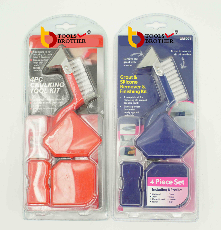 New 4pc Caulking Tool Set Grout & Corner Clean & Finishing Kit Brush Scraper(BC-P054)